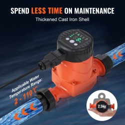 Lämminvesikiertopumppu valurautarunko 220V 67 l/min 8 m 38 mm kierteinen liitäntä