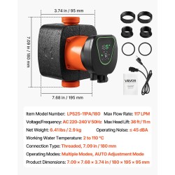Kiertovesipumppu valurunkoinen 117 l/min 11 m kierteellinen liitäntä takaiskuventtiili