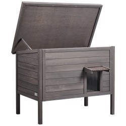 Ulkokissatalo setripuu 870 535 690 mm vaahtoeristetty PVC oviverhot avattava katto usealle eläimelle