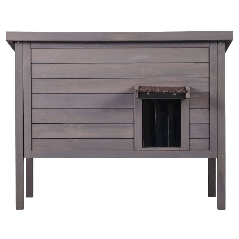 Ulkokissatalo setripuu 870×535×690 mm vaahtoeristetty PVC-oviverhot avattava katto usealle eläimelle