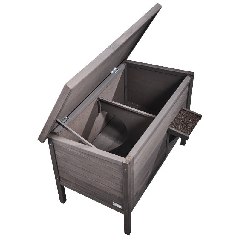 Ulkokissatalo setripuu 870×535×690 mm vaahtoeristetty PVC-oviverhot avattava katto usealle eläimelle