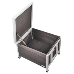 Ulkokissatalo setripuu säänkestävä muoviverhoilla avattavalla yläosalla 51x42x42 cm