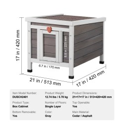 Ulkokissatalo setripuu säänkestävä muoviverhoilla avattavalla yläosalla 51x42x42 cm