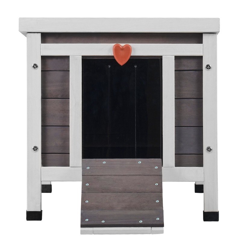 Ulkokissatalo setripuu säänkestävä muoviverhoilla avattavalla yläosalla 51x42x42 cm