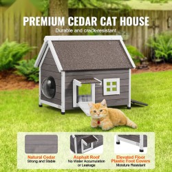 Ulkokissatalo seetripuusta säänkestävä kaksikerroksinen 560x770x670 mm asfalttikatolla