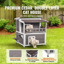 Puinen säänkestävä kaksikerroksinen ulkokissatalo parvekkeella 75x75x82 cm