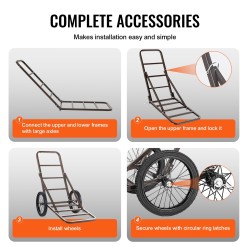 Taittuva riistankuljetusvaunu paksusta seosteräksestä 136 kg kantavuus täyskumirenkailla ergonomisella kahvalla