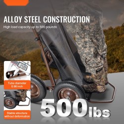 Taittuva riistakärry seosteräksinen runko 227 kilon kantavuus neljä ilmakumirengasta ergonominen kahva