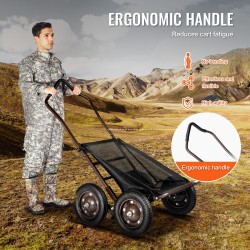 Taittuva riistakärry seosteräksinen runko 227 kilon kantavuus neljä ilmakumirengasta ergonominen kahva