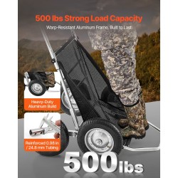 Taittuva metsästyskärry alumiiniseos ja sinkitty teräsrunko 227 kg kantavuus nelirenkaat