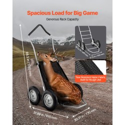 Taittuva metsästyskärry alumiiniseos ja sinkitty teräsrunko 227 kg kantavuus nelirenkaat