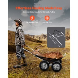 Taittuva metsästyskärry alumiiniseos ja sinkitty teräsrunko 227 kg kantavuus nelirenkaat