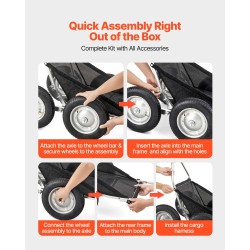 Taittuva metsästyskärry alumiiniseos ja sinkitty teräsrunko 227 kg kantavuus nelirenkaat