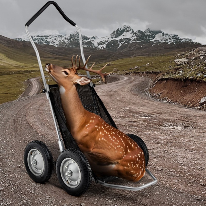Taittuva metsästyskärry alumiiniseos ja sinkitty teräsrunko 227 kg kantavuus nelirenkaat