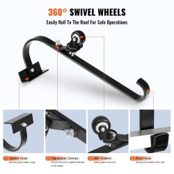 Kattokoukku hiiliteräksinen 2 kpl suurin kantavuus 272,2 kg 360 asteen kääntyvä pyörä