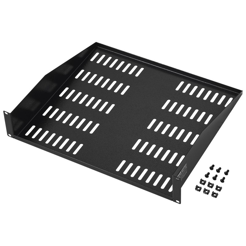 2U telinehylly hiiliteräs 19-tuuman verkkotelineisiin 406 mm syvyys 22,68 kg kantavuus