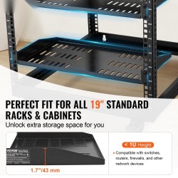 1U palvelinrähylly 2 kpl hiiliteräs 254 mm 19 tuuman 23 kg