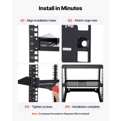 1U räkkihyllysarja 4 kpl hiiliteräs tuuletettu 22,68 kg kantavuus 254 mm syvyys