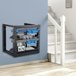 9U seinäkiinnitteinen avokehikkoinen palvelin ja verkkoteline hiiliteräs 68 kg musta