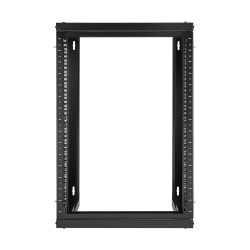 15U seinäkiinnitteinen hiiliteräs verkkoteline 180 asteen ovella 68 kg kantavuus