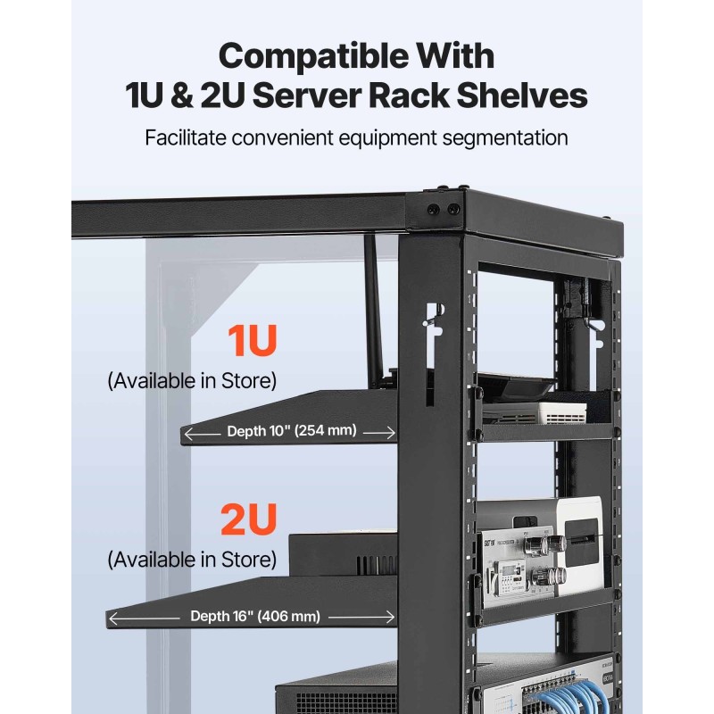 Seinäkiinnitteinen 12U avokehikkoinen palvelinräkki hiiliteräs 68 kg 520 mm musta