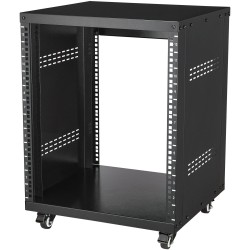 12U hiiliteräs AV-räkki 226,8 kg kantavuus 510x460x700 mm lukittavat pyörät