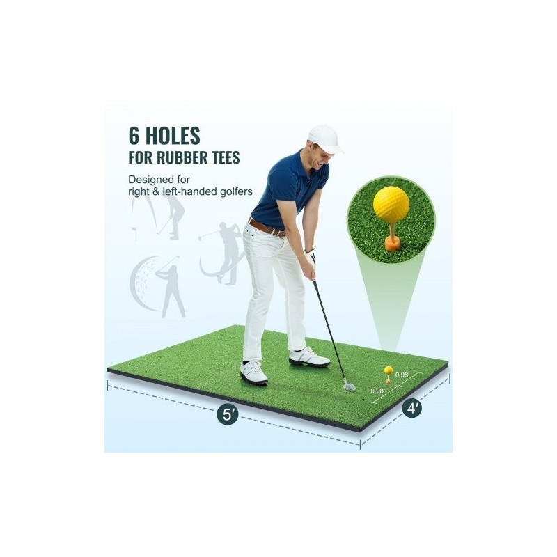 Golf-lyöntimatto kaksivärinen PP-nurmi 5x4ft EVA+PE-pohja 10 palloa ja tiitä