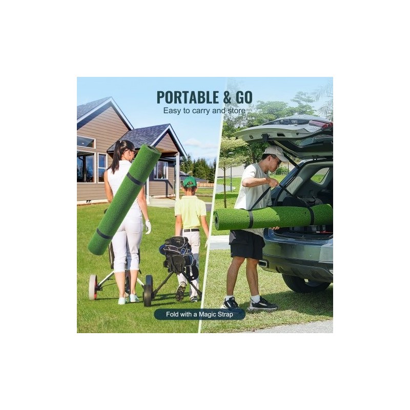 Golf-lyöntimatto kaksivärinen PP-nurmi 5x4ft EVA+PE-pohja 10 palloa ja tiitä