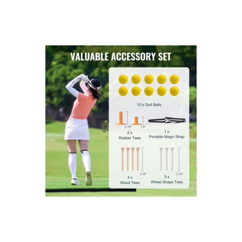 Golf-lyöntimatto kaksivärinen PP-nurmi 5x4ft EVA+PE-pohja 10 palloa ja tiitä