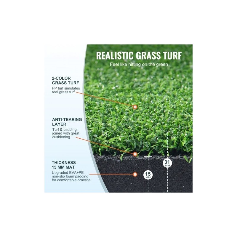 Golf-lyöntimatto 5x5ft PP-tekonurmi 15mm EVA+PE-pohja 3 kumitiitä
