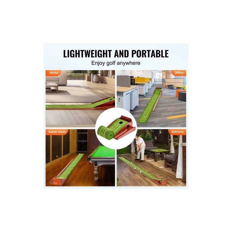 Golf-puttialusta sisäkäyttöön kuitusamettamatto liukuestepohja täyspuinen runko yhdellä reiällä automaattinen pallonpalautus
