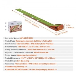 Golf-puttialusta sisäkäyttöön kuitusamettamatto liukuestepohja täyspuinen runko yhdellä reiällä automaattinen pallonpalautus