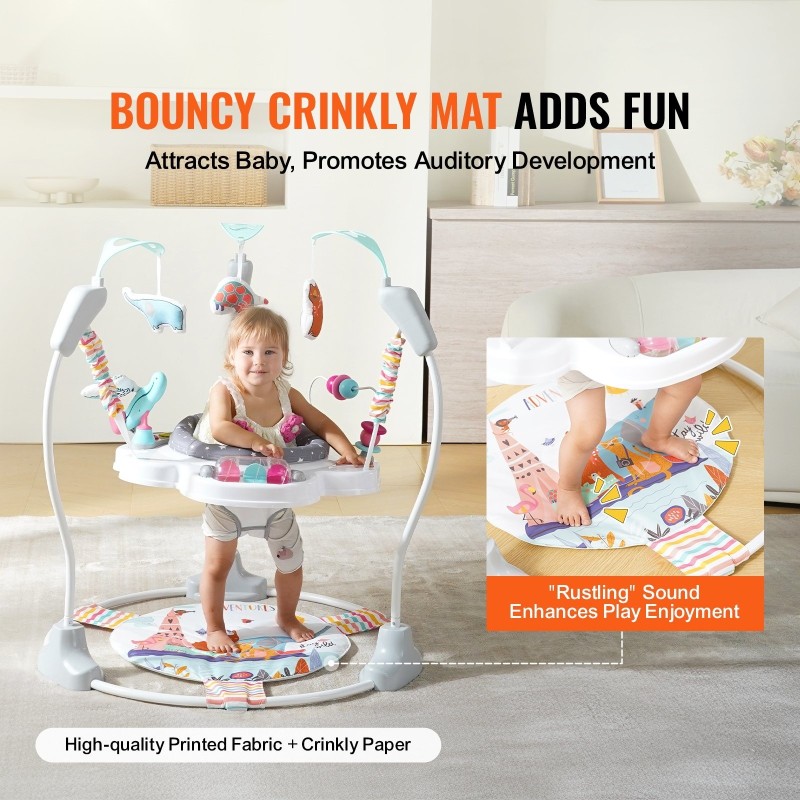 Aktiviteettikeskus vauvoille 360 asteen kääntyvä istuin kolmitasoinen korkeus musiikki valot lelut