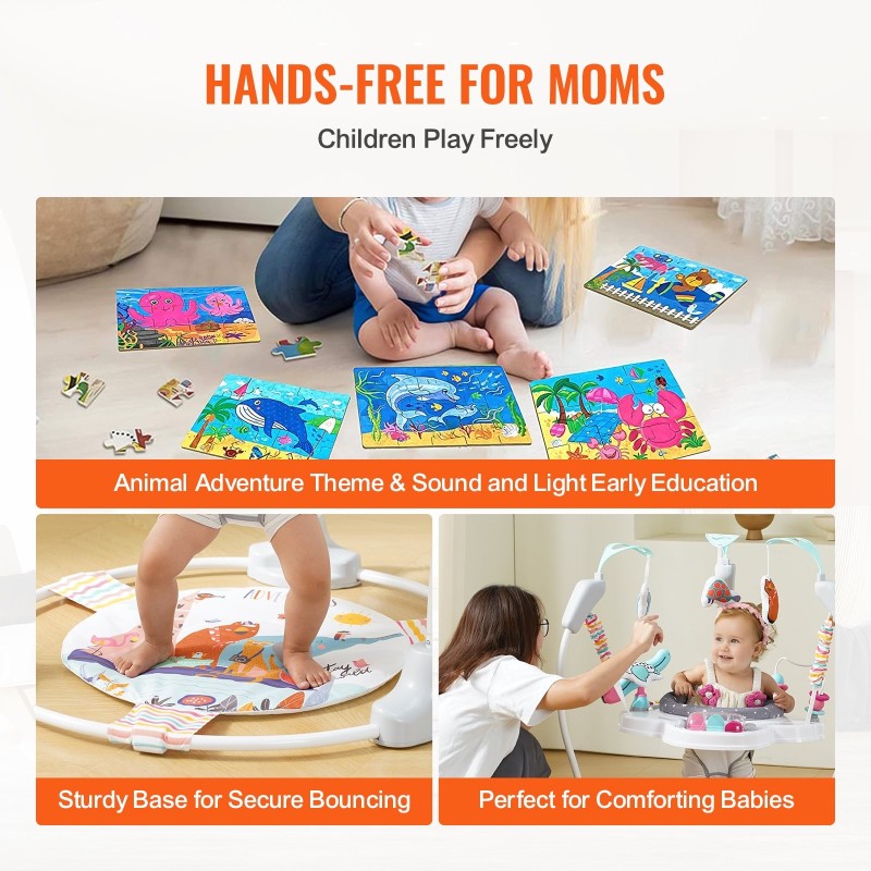 Aktiviteettikeskus vauvoille 360 asteen kääntyvä istuin kolmitasoinen korkeus musiikki valot lelut