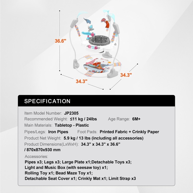 Aktiviteettikeskus vauvoille 360 asteen kääntyvä istuin kolmitasoinen korkeus musiikki valot lelut