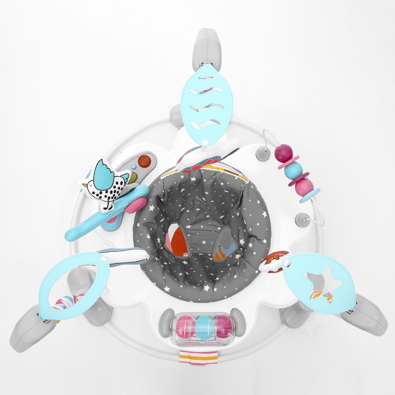 Aktiviteettikeskus vauvoille 360 asteen kääntyvä istuin kolmitasoinen korkeus musiikki valot lelut