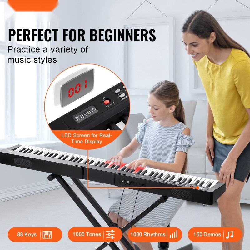 Digitaalipiano 88 kosketinta puolipainotetut koskettimet sisäänrakennetut kaiuttimet säädettävä teline Bluetooth USB