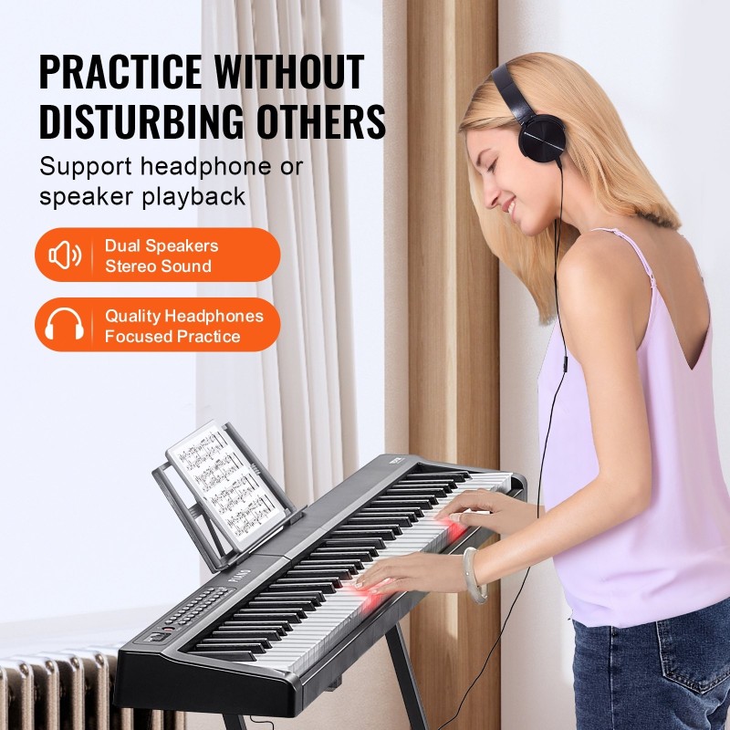 Digitaalipiano 88 puolipainotettua täysikokoista kosketinta 1000 ääntä sisäänrakennetut kaiuttimet