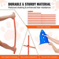 Koirien agilityhyppysetti PVC-muovinen 12 kartiota 12 hyppytankoa 36 cm