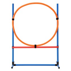 Koirien agilitysetti PVC muovinen säädettävillä hyppyesteillä kuusi pujottelukeppiä hyppyrengas taukoruutu pilli