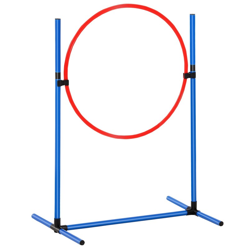 Koirien agilityharjoittelusetti muovia seitsemän osaa kuusi pujottelukeppiä kaksi tunnelia