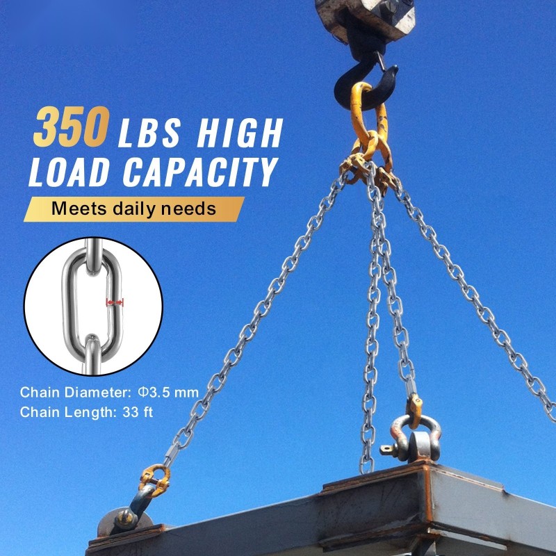 Kelaketju hiiliteräs galvanoitu 3,5 mm 10,05 m 158 kg 2 pikalukkoa