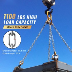 Sähkösinkitty hiiliteräsketju 3,04 m 5,1 mm 498 kg käyttömurtokuorma kaksi pikalukkoa