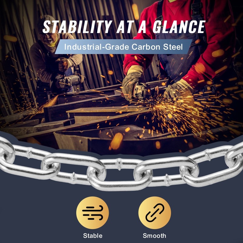 Galvanoitu hiiliteräsketju 8 mm 28 m 756 kg kantavuus kaksi pikalukkoa