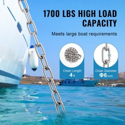 Veneen ankkuriketju 316 ruostumaton teräs 6 mm 1,2 m 771 kg työkuorma