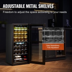 Viinikaappi kaksivyöhykkeinen vapaasti seisova 32 pullolle elektroninen ohjaus karkaistu lasi UV-suojattu