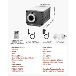 Kuituoptinen tähtikatto 450 kuitua 0,76 mm 3 m 16W RGBW-valomoottori Bluetooth-ohjaus