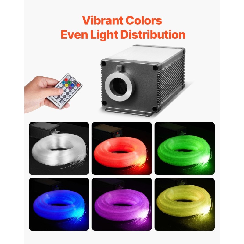 Valokuitutähtikatto 550 kpl 0,76 mm 3 m 16W monivärinen langaton sovellusohjaus ääniohjaus