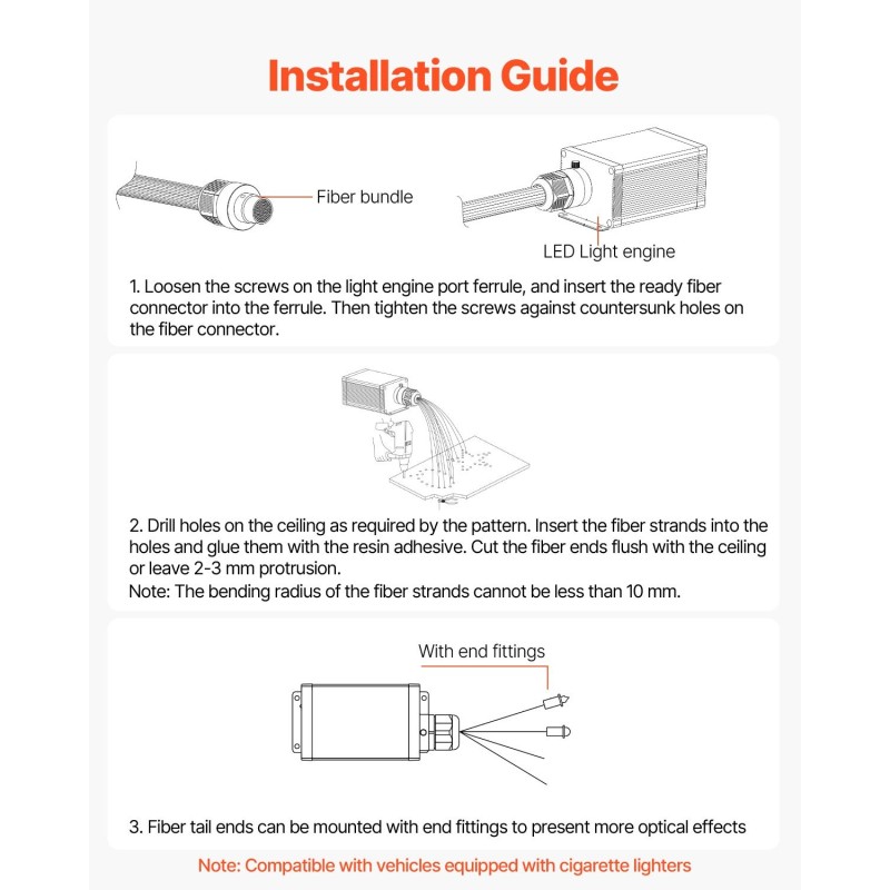 Valokuitutähtikatto 550 kpl 0,76 mm 3 m 16W monivärinen langaton sovellusohjaus ääniohjaus