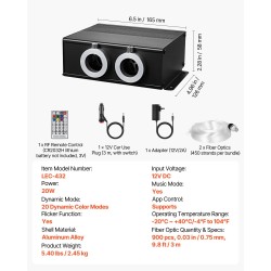 Kuituoptinen tähtitaivasvalaistussarja 900 kpl 3 m 0,76 mm monivärinen valomoottori sovellusohjaus